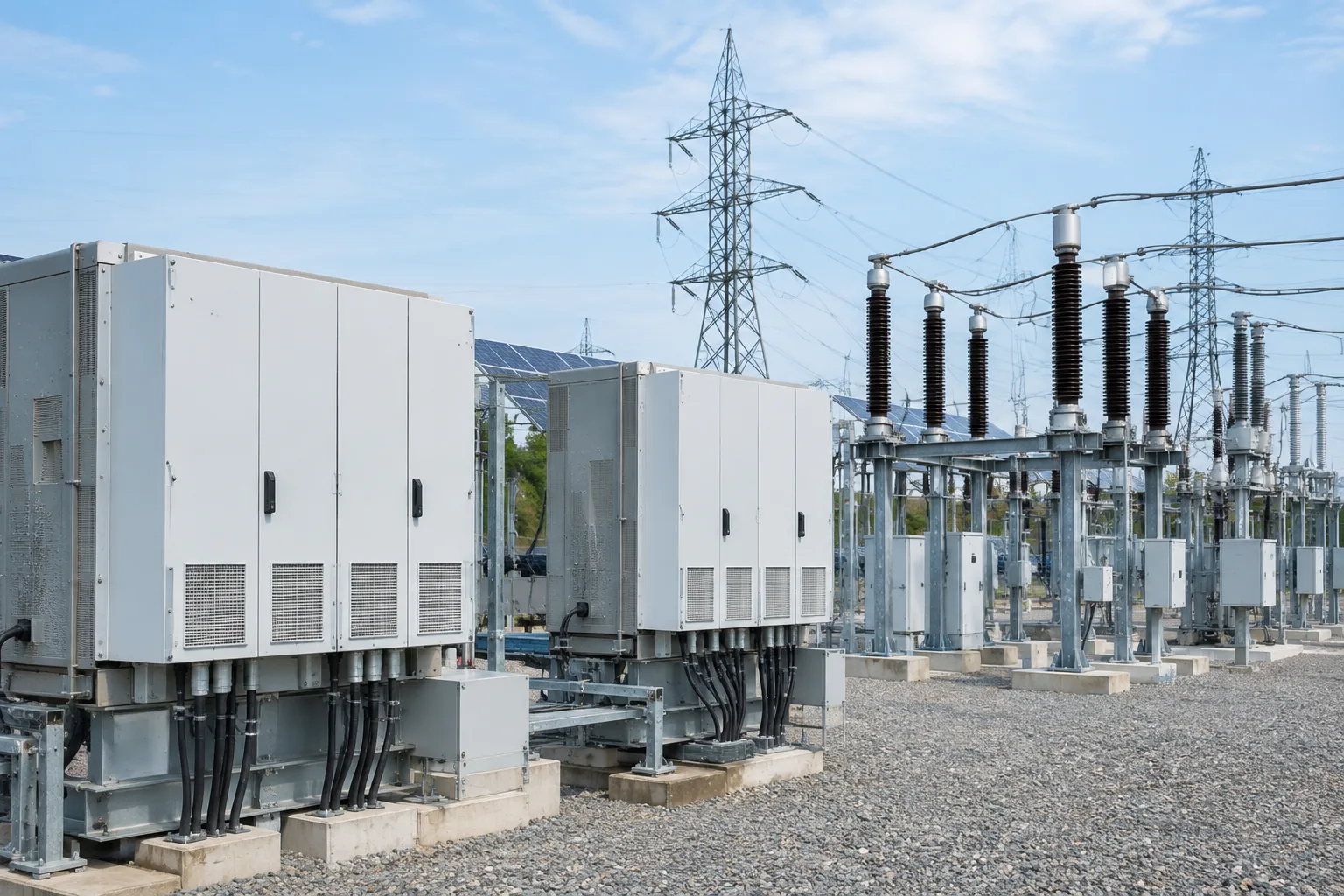 Onduleurs et équipements de réseau dans une installation électrique raccordée aux énergies renouvelables.